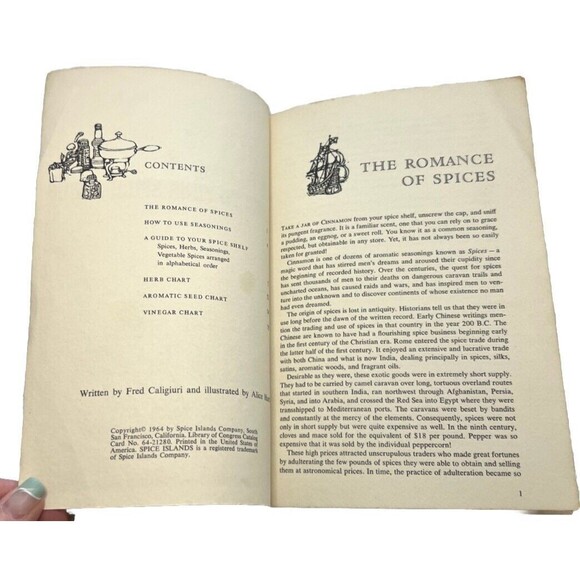 VTG Spice Islands A Guide to Your Spice Shelf by Fred Caligiuri 1964 Paperback - Picture 3 of 4